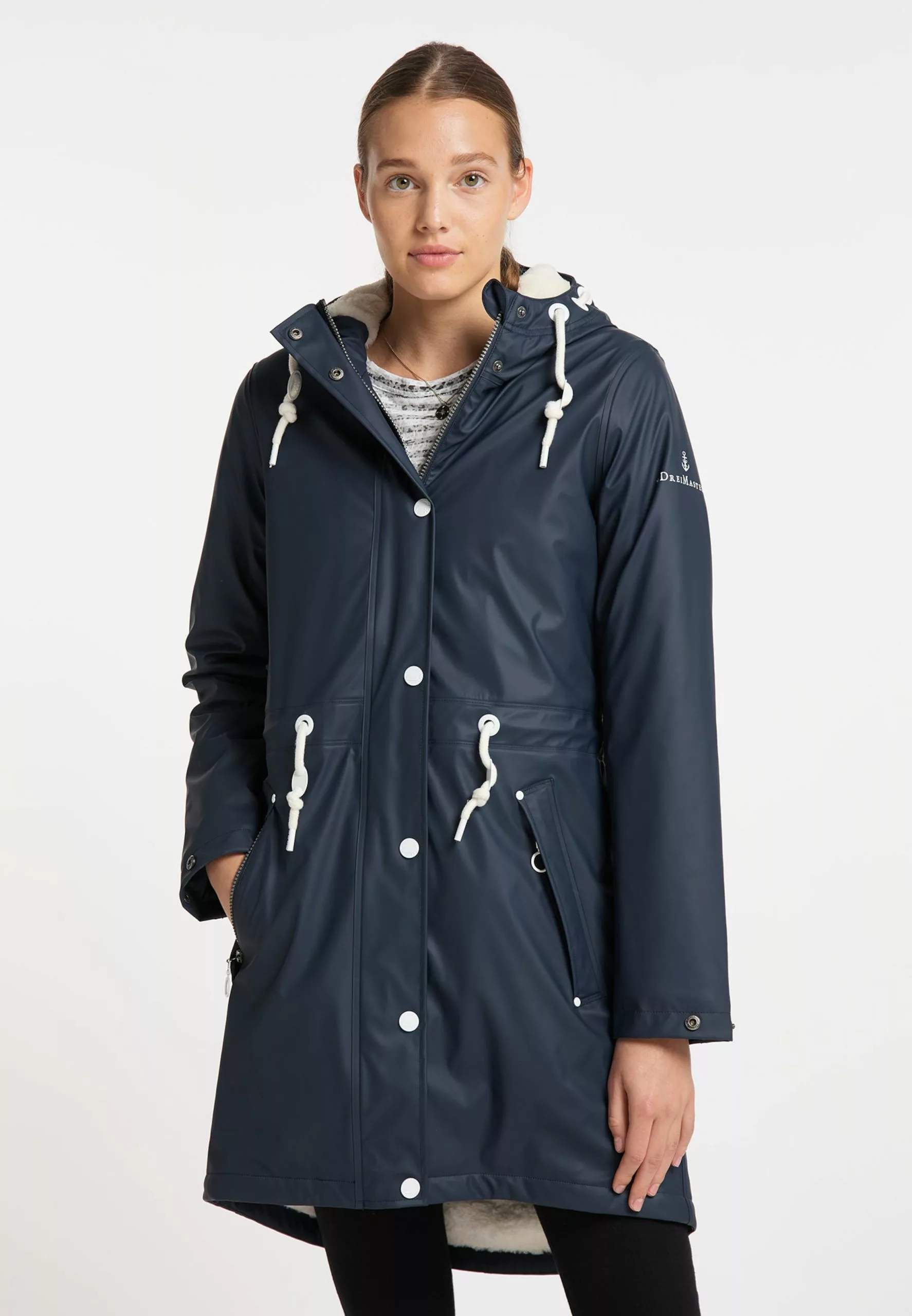 Manteaux De Pluie Manteau Mi-saison Femme Marine 2 Manteaux De Pluie Manteau Mi-saison Femme Marine – Image 2