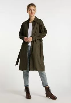 DreiMaster Vintage Trenchs Manteau Mi-saison Zitha Femme Vert Foncé -Magasin Vintage Dreimaster 1114a2a9fb2cb23258d56eaaeb6bfccd