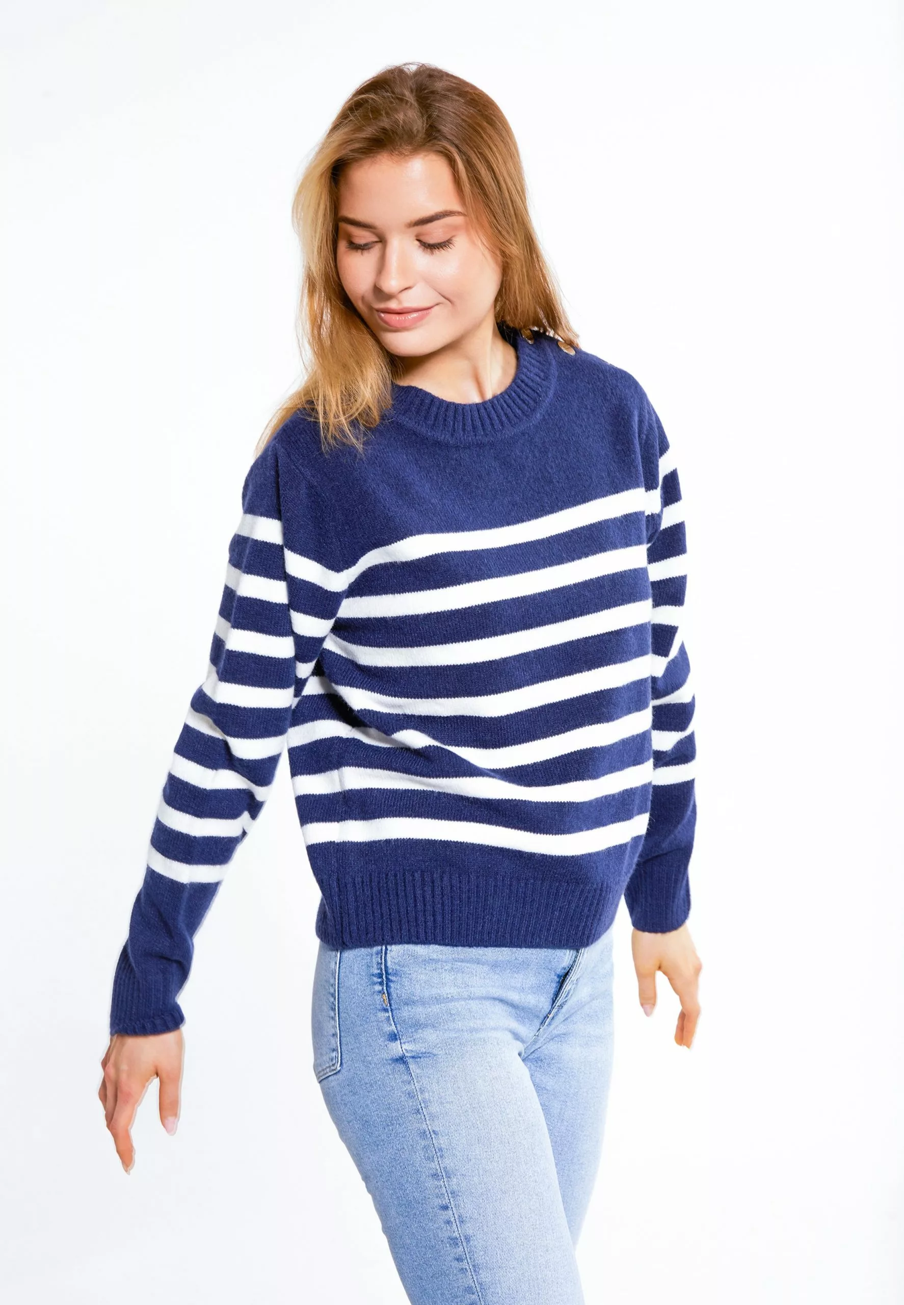 Pulls Maille Fine Pull-over Femme Marine 2 Pulls Maille Fine Pull-over Femme Marine – Image 2