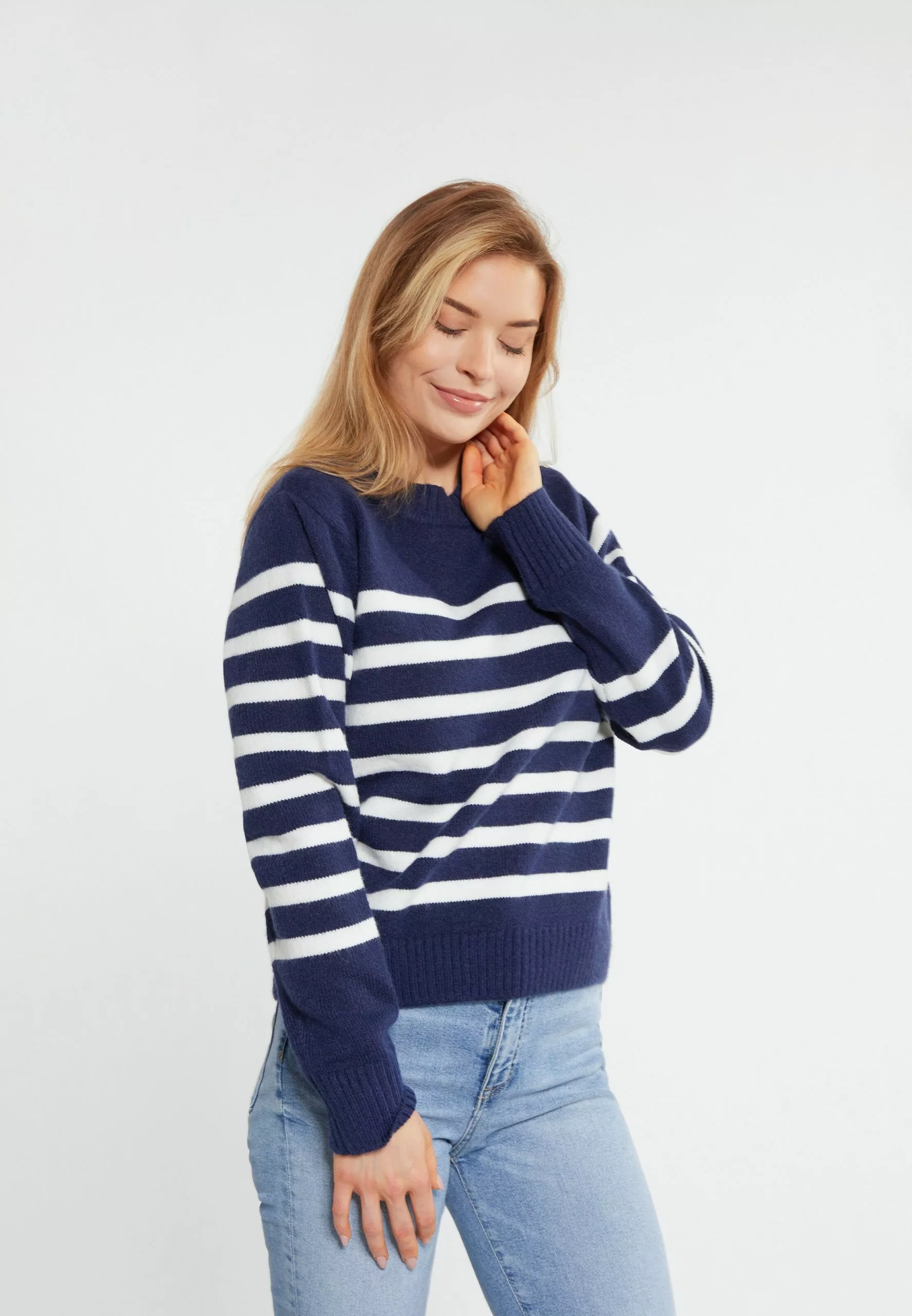 Pulls Maille Fine Pull-over Femme Marine 3 Pulls Maille Fine Pull-over Femme Marine – Image 3