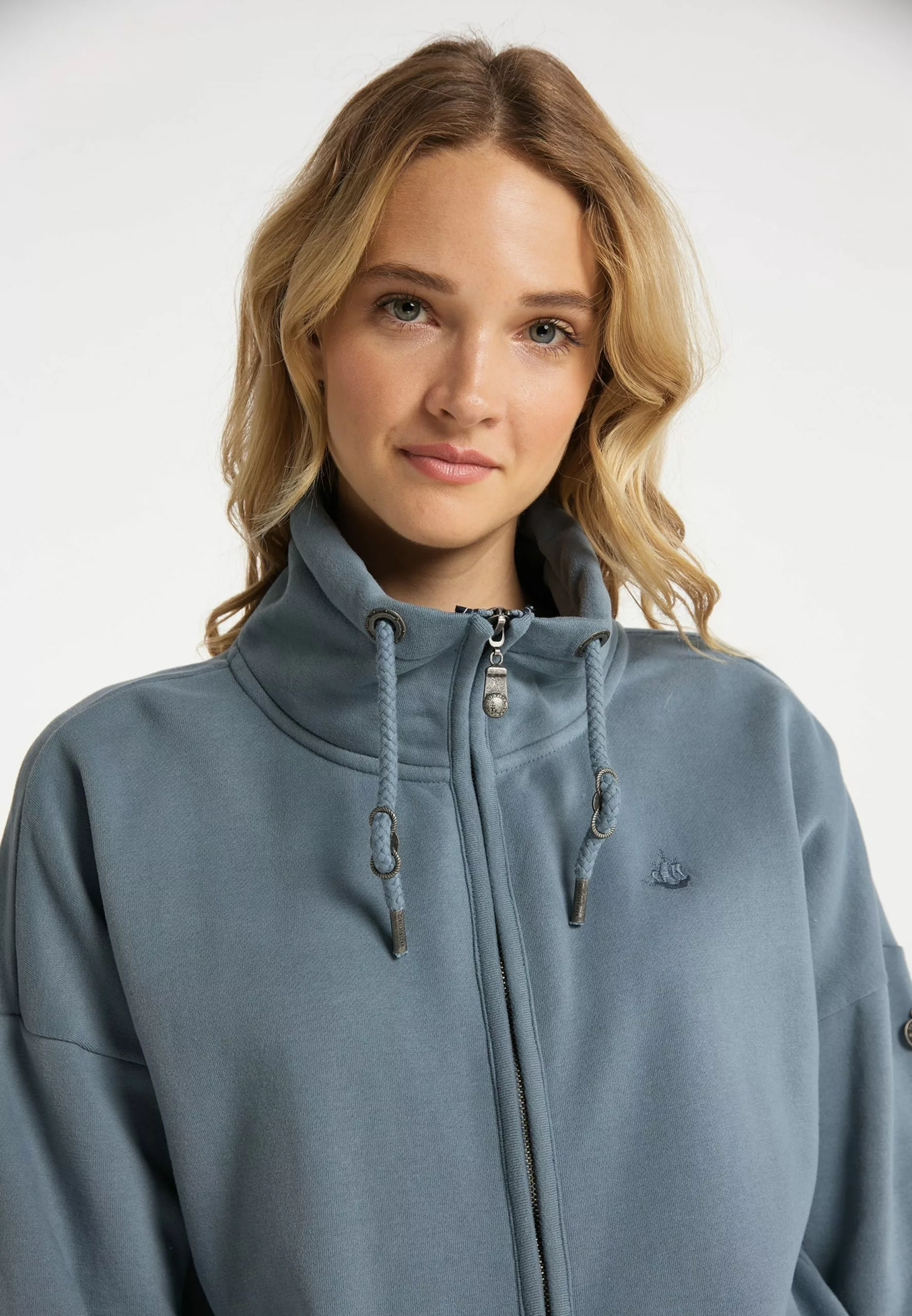 DreiMaster Vintage Sweats Zippés Veste De Survêtement Femme Bleu Fumé 5 DreiMaster Vintage Sweats Zippés Veste De Survêtement Femme Bleu Fumé – Image 5