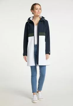 Manteaux De Pluie Manteau Fonctionnel Femme Bleu Nuit / Blanc -Magasin Vintage Dreimaster 3485fe1a389690a16913f493530e51ad