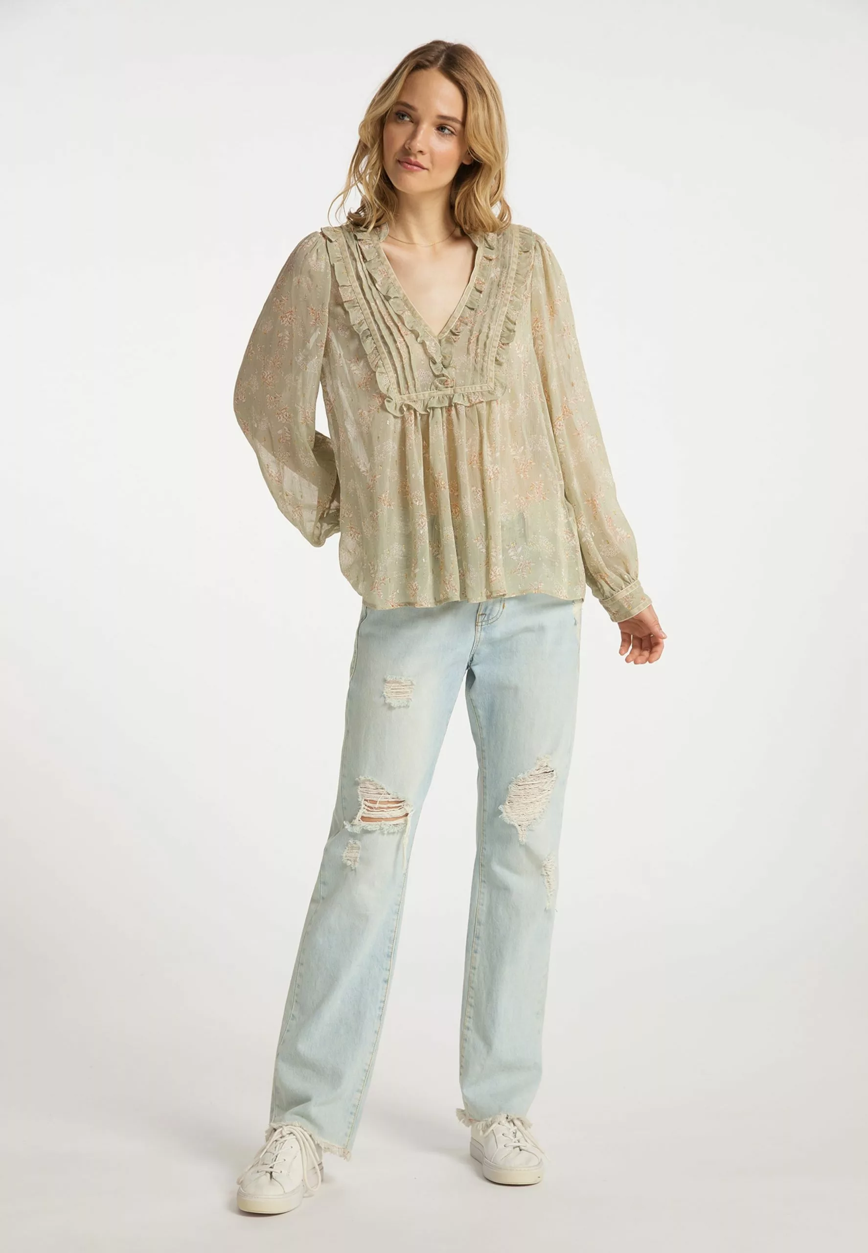 DreiMaster Vintage Hauts Chemisier Femme Vert 4 DreiMaster Vintage Hauts Chemisier Femme Vert – Image 4