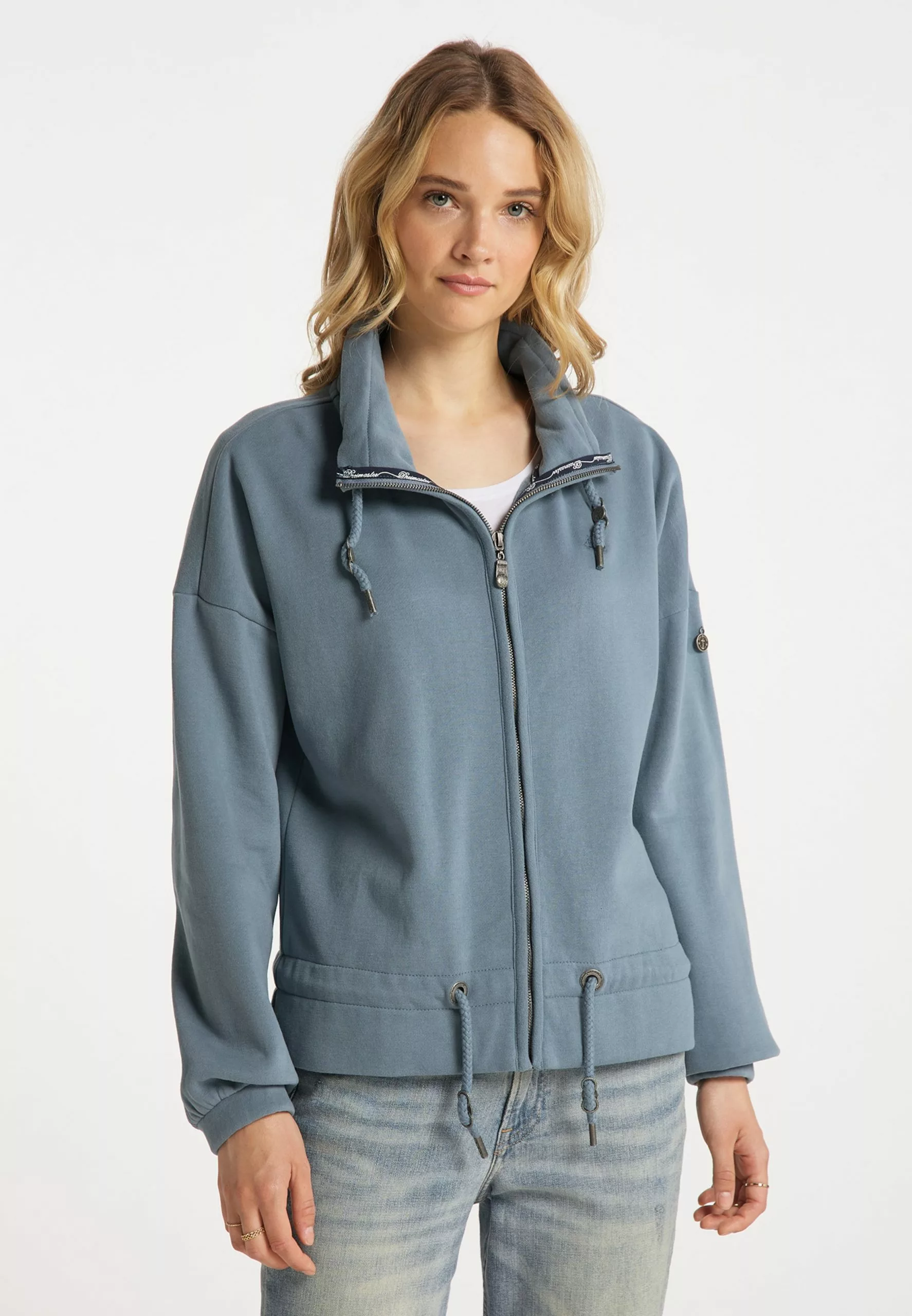 DreiMaster Vintage Sweats Zippés Veste De Survêtement Femme Bleu Fumé 2 DreiMaster Vintage Sweats Zippés Veste De Survêtement Femme Bleu Fumé – Image 2