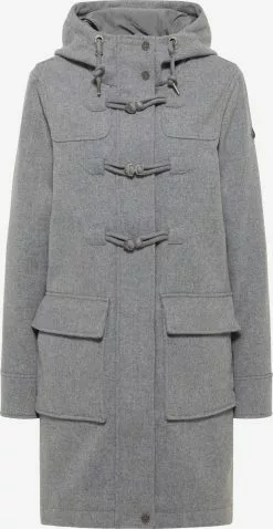 DreiMaster Vintage Dufflecoats Manteau Mi-saison Femme Gris Chiné