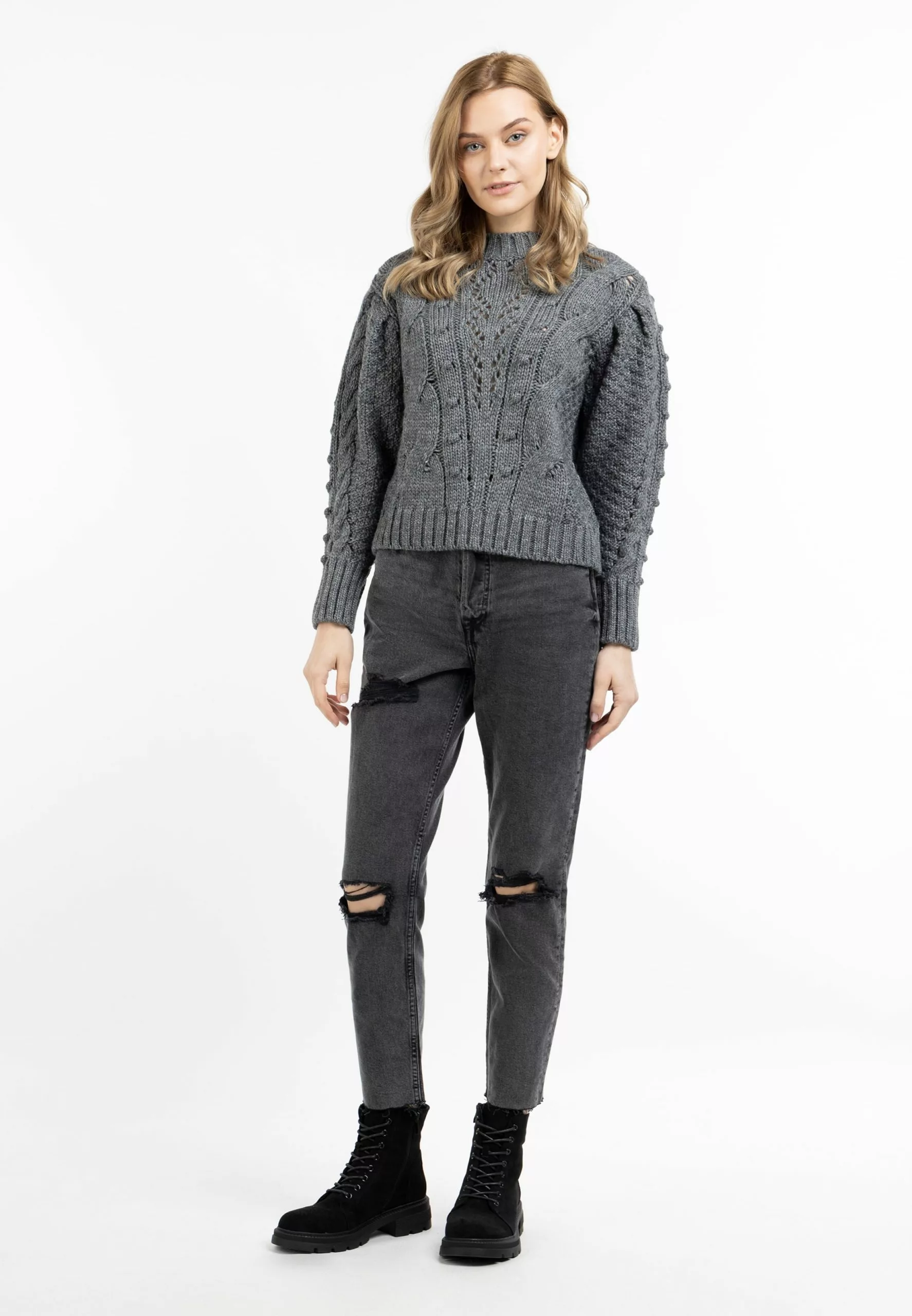 DreiMaster Vintage Pulls Maille Fine Pull-over Femme Gris Foncé 4 DreiMaster Vintage Pulls Maille Fine Pull-over Femme Gris Foncé – Image 4