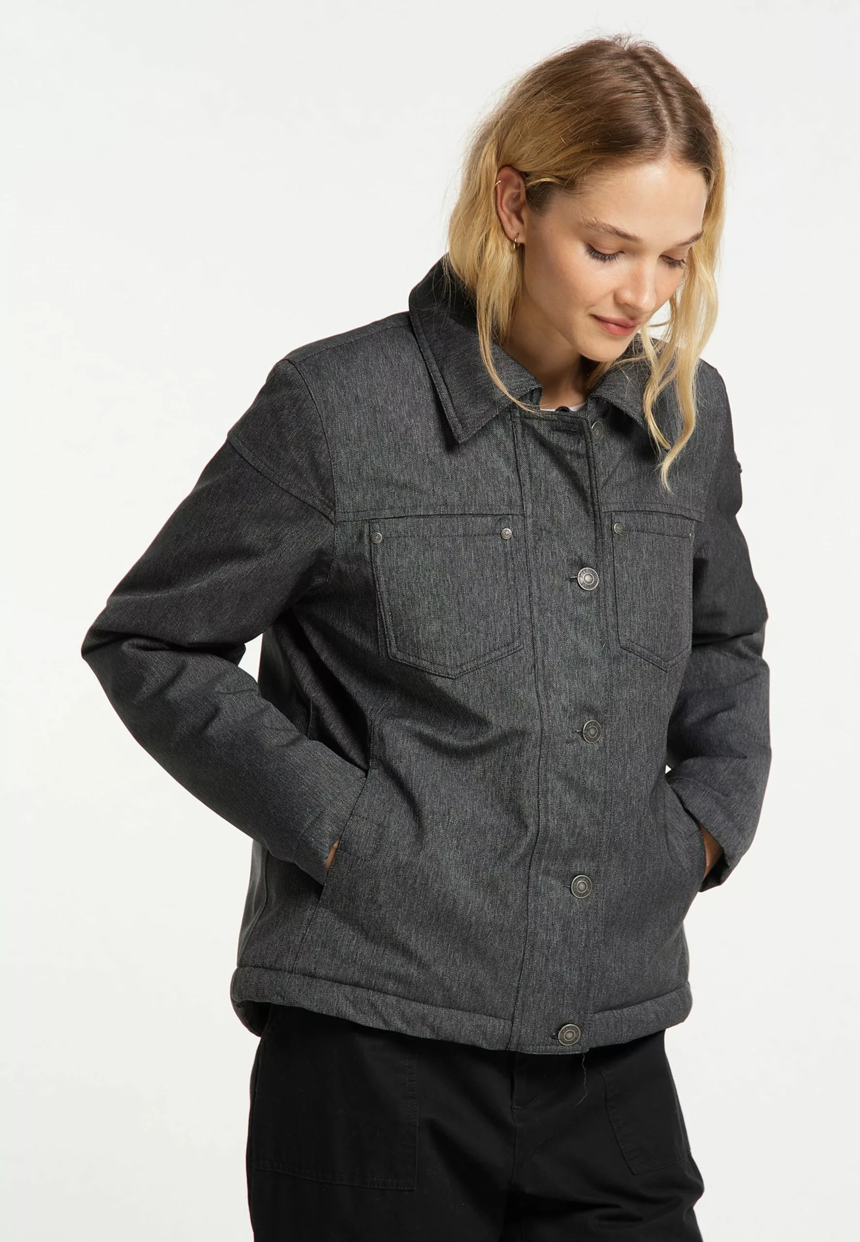 DreiMaster Vintage Vestes De Mi-saison Veste Mi-saison Femme Gris Foncé 2 DreiMaster Vintage Vestes De Mi-saison Veste Mi-saison Femme Gris Foncé – Image 2