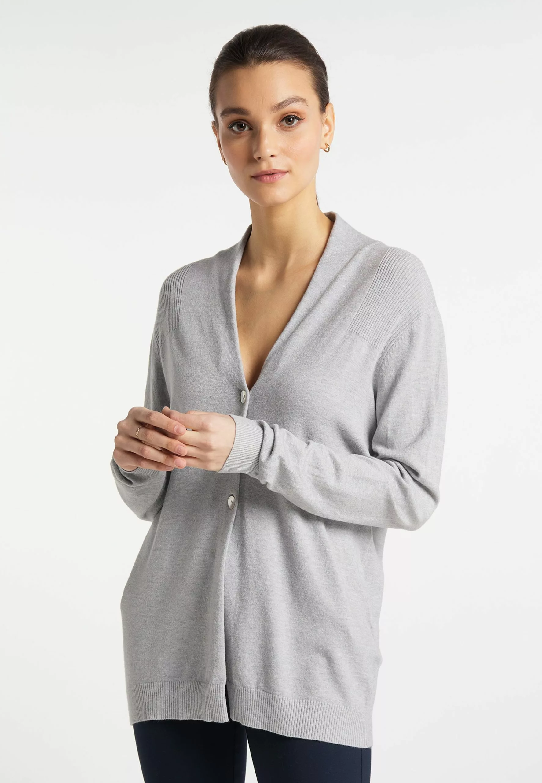 Gilets Cardigan Femme Gris Chiné 2 Gilets Cardigan Femme Gris Chiné – Image 2