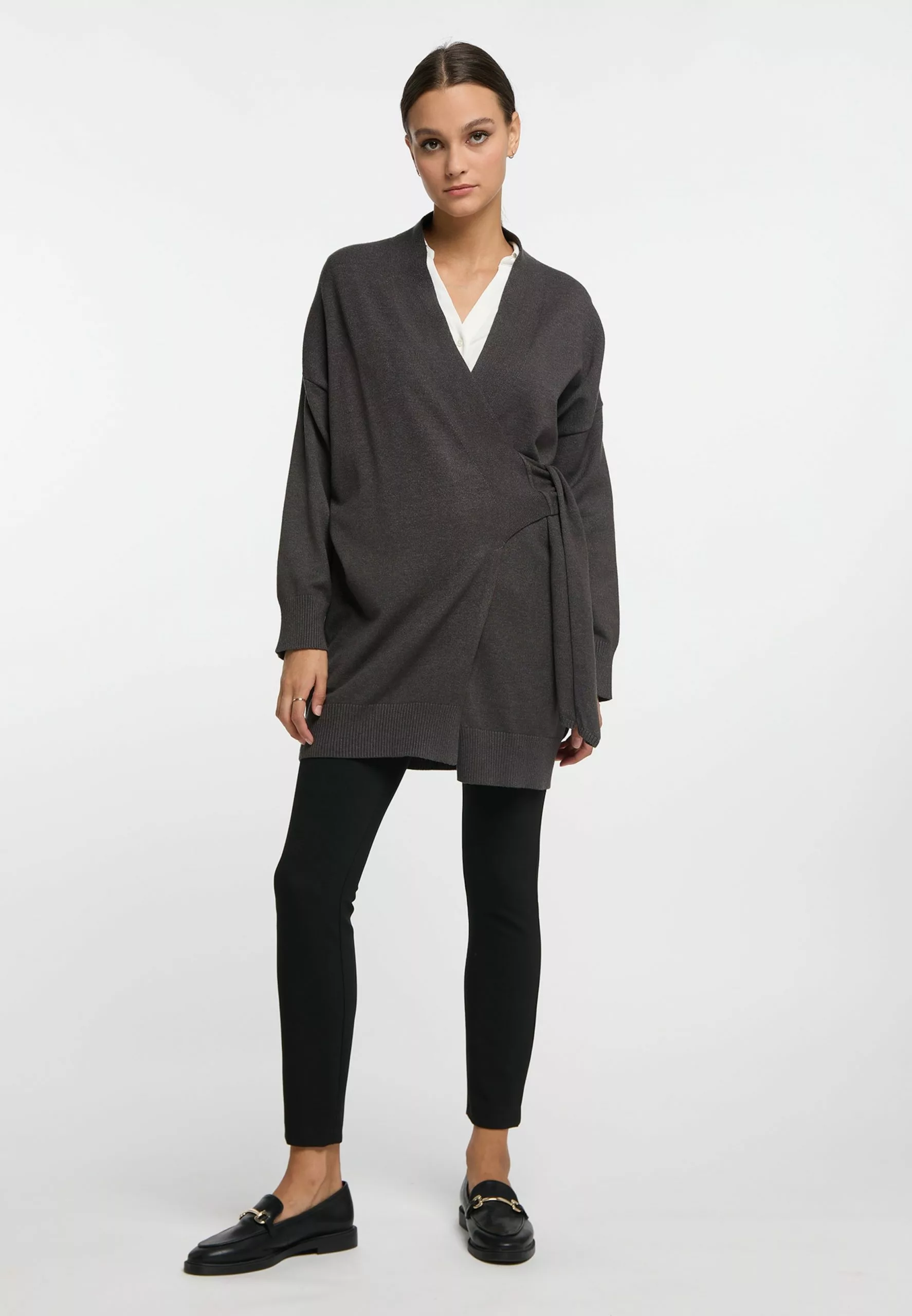 Gilets Cardigan Femme Gris Basalte 3 Gilets Cardigan Femme Gris Basalte – Image 3