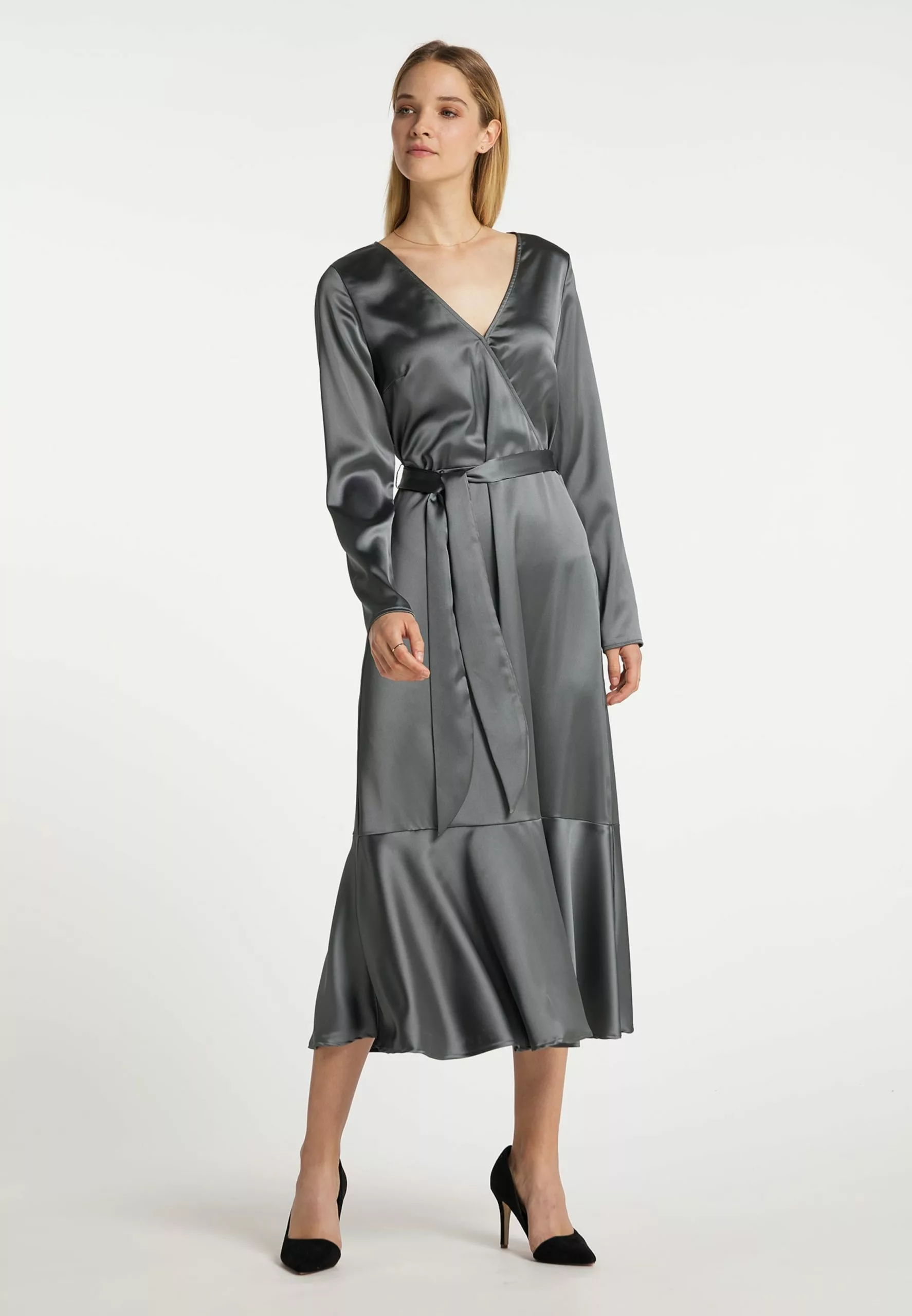 Robes Fluides Robe-chemise Femme Gris Argenté 4 Robes Fluides Robe-chemise Femme Gris Argenté – Image 4