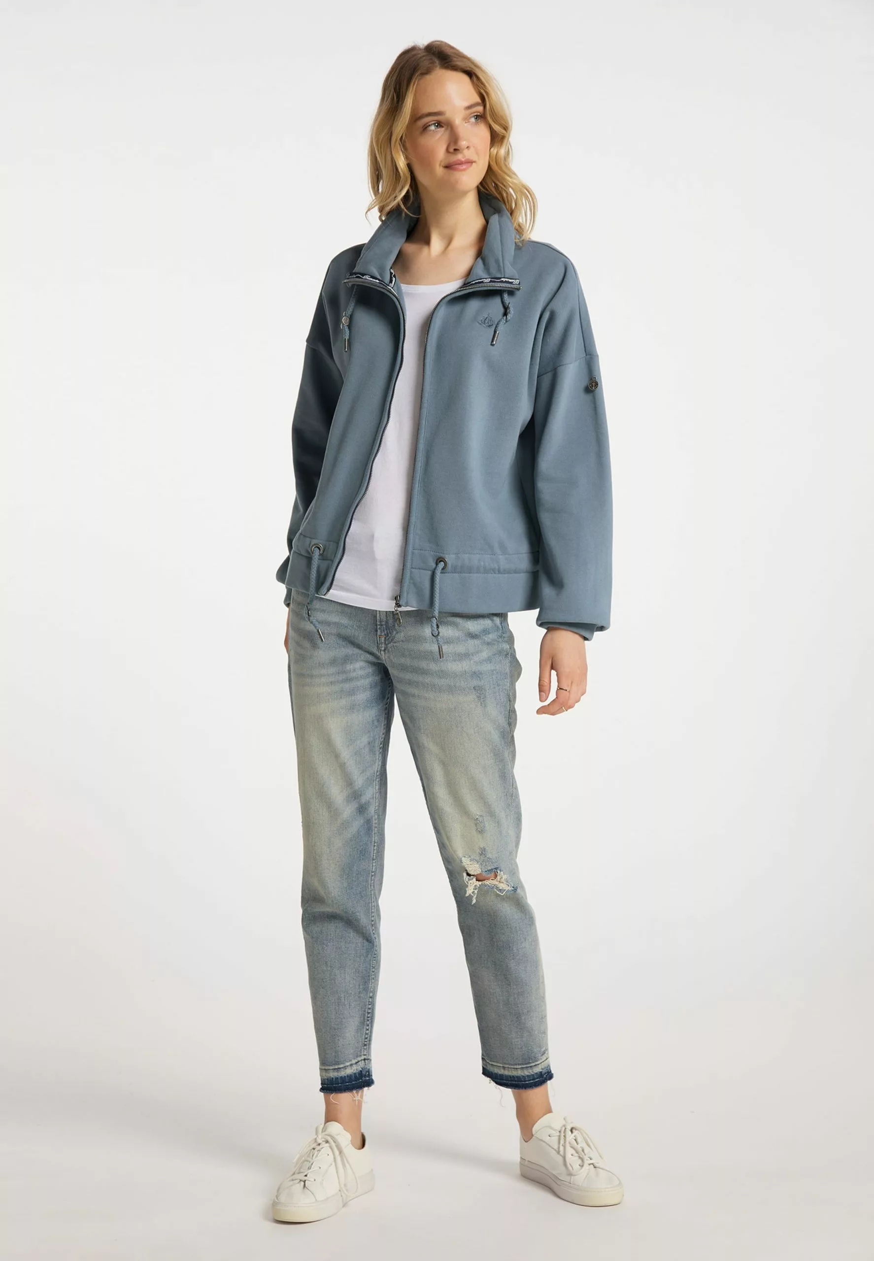 DreiMaster Vintage Sweats Zippés Veste De Survêtement Femme Bleu Fumé 4 DreiMaster Vintage Sweats Zippés Veste De Survêtement Femme Bleu Fumé – Image 4