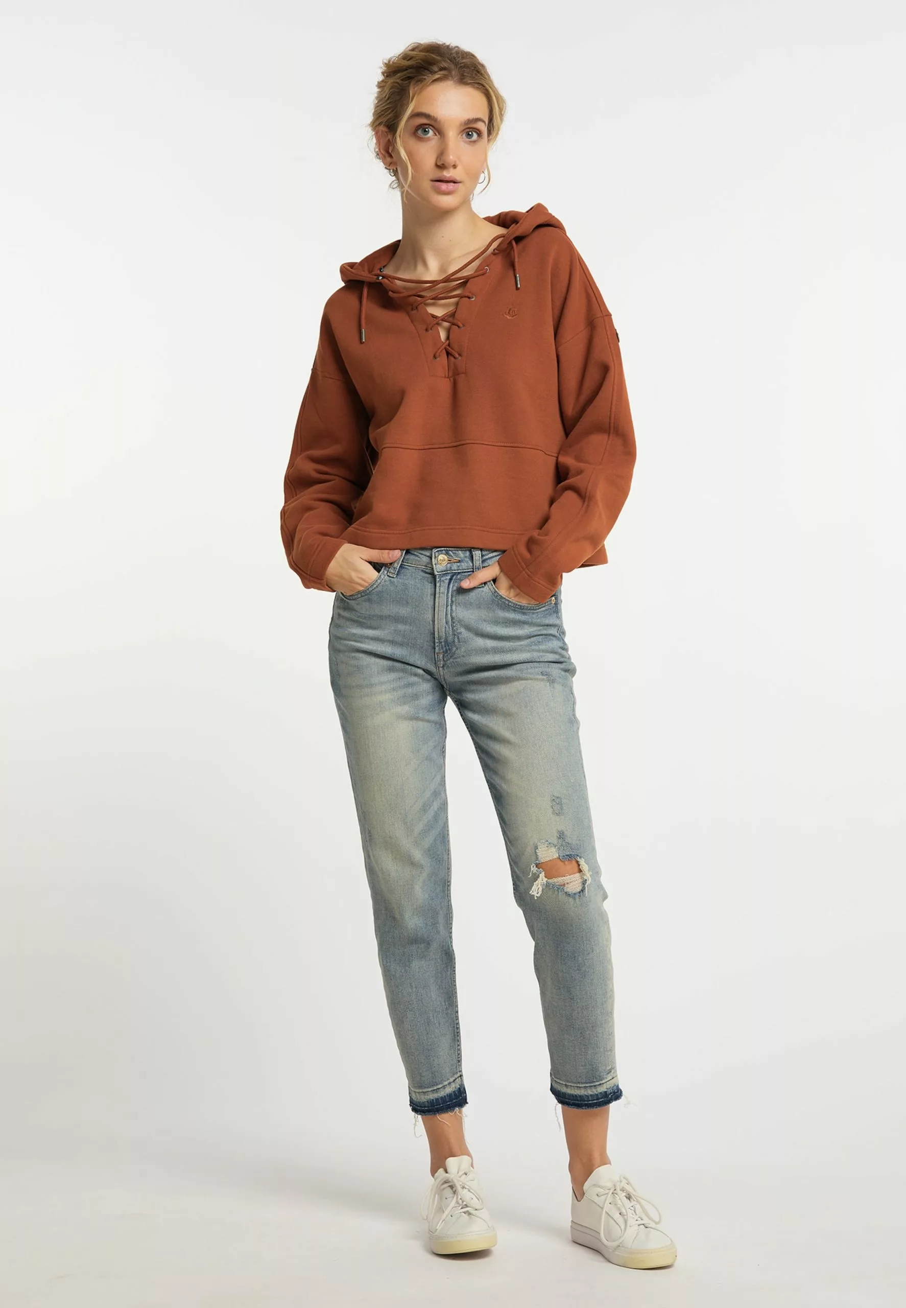 DreiMaster Vintage Sweats à Capuche Sweat-shirt Femme Rouille 4 DreiMaster Vintage Sweats à Capuche Sweat-shirt Femme Rouille – Image 4