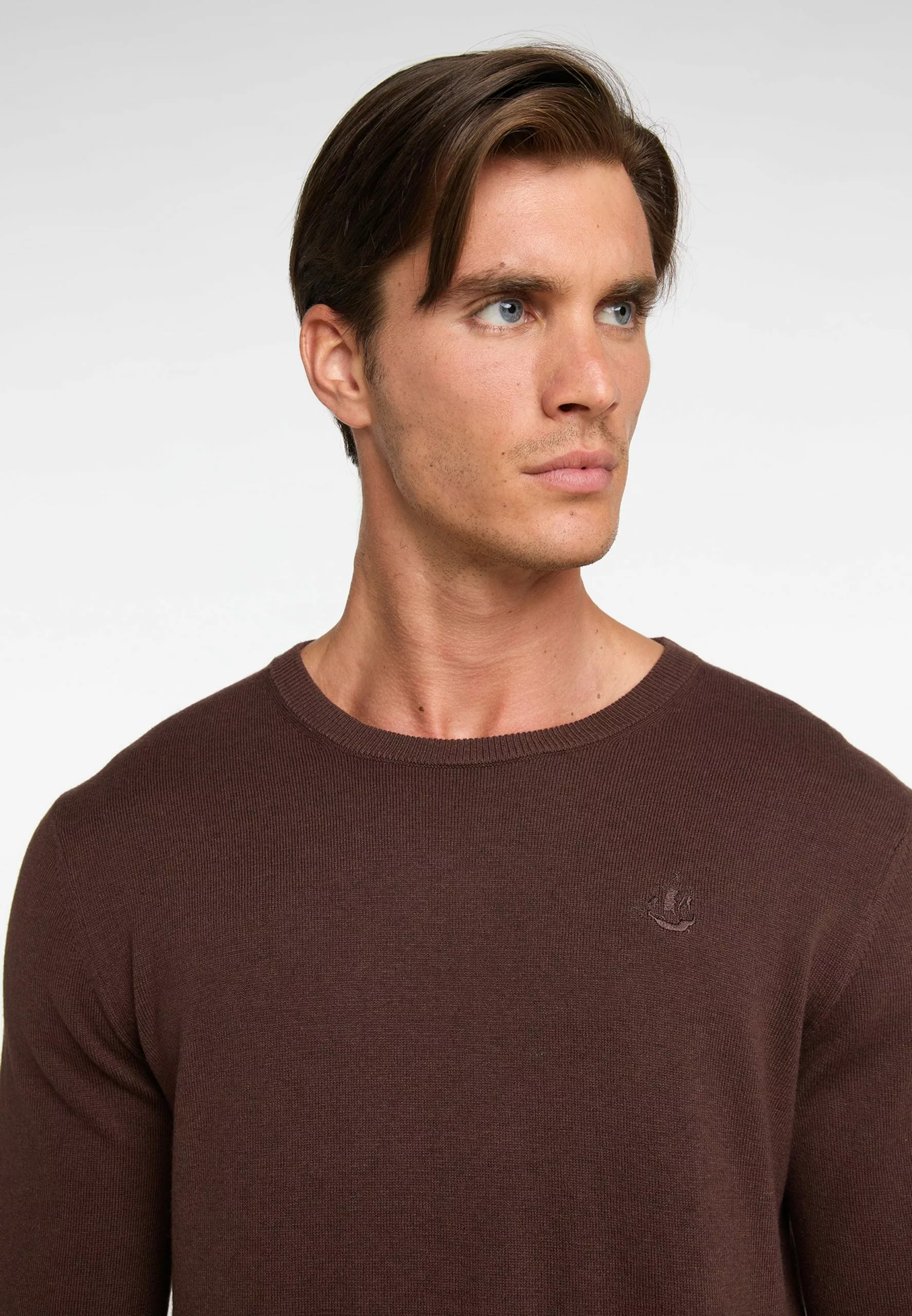 Pulls à Col Rond Pull-over Homme Brun Foncé 5 Pulls à Col Rond Pull-over Homme Brun Foncé – Image 5