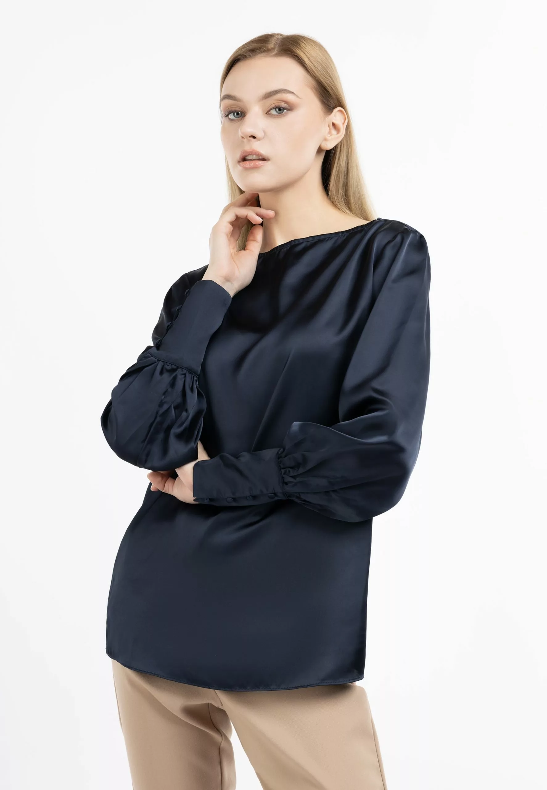 Hauts Chemisier Femme Bleu Marine 2 Hauts Chemisier Femme Bleu Marine – Image 2