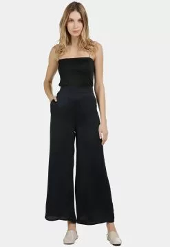 DreiMaster Vintage Pantalons En Toile Wide Leg Pantalon Femme Noir -Magasin Vintage Dreimaster 6b591660c0d3c432f1f5b44b2b47fc25