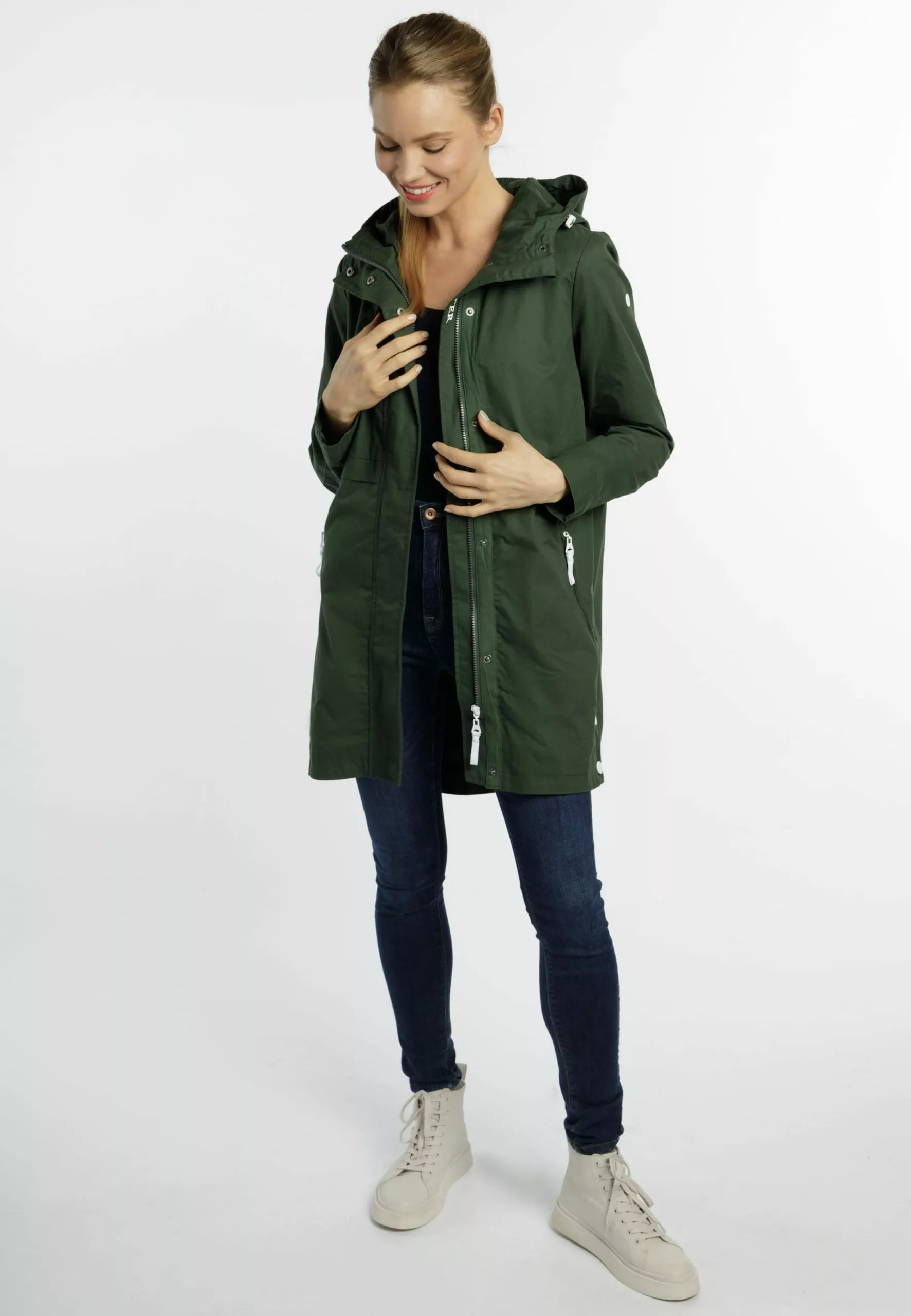 Manteaux De Pluie Manteau Mi-saison Femme Kaki 4 Manteaux De Pluie Manteau Mi-saison Femme Kaki – Image 4