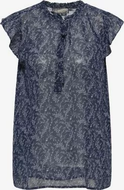 DreiMaster Vintage Blouses à Manches Courtes Chemisier Femme Bleu