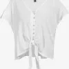 DreiMaster Vintage Blouses à Manches Courtes Chemisier Femme Blanc Cassé
