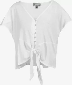 DreiMaster Vintage Blouses à Manches Courtes Chemisier Femme Blanc Cassé