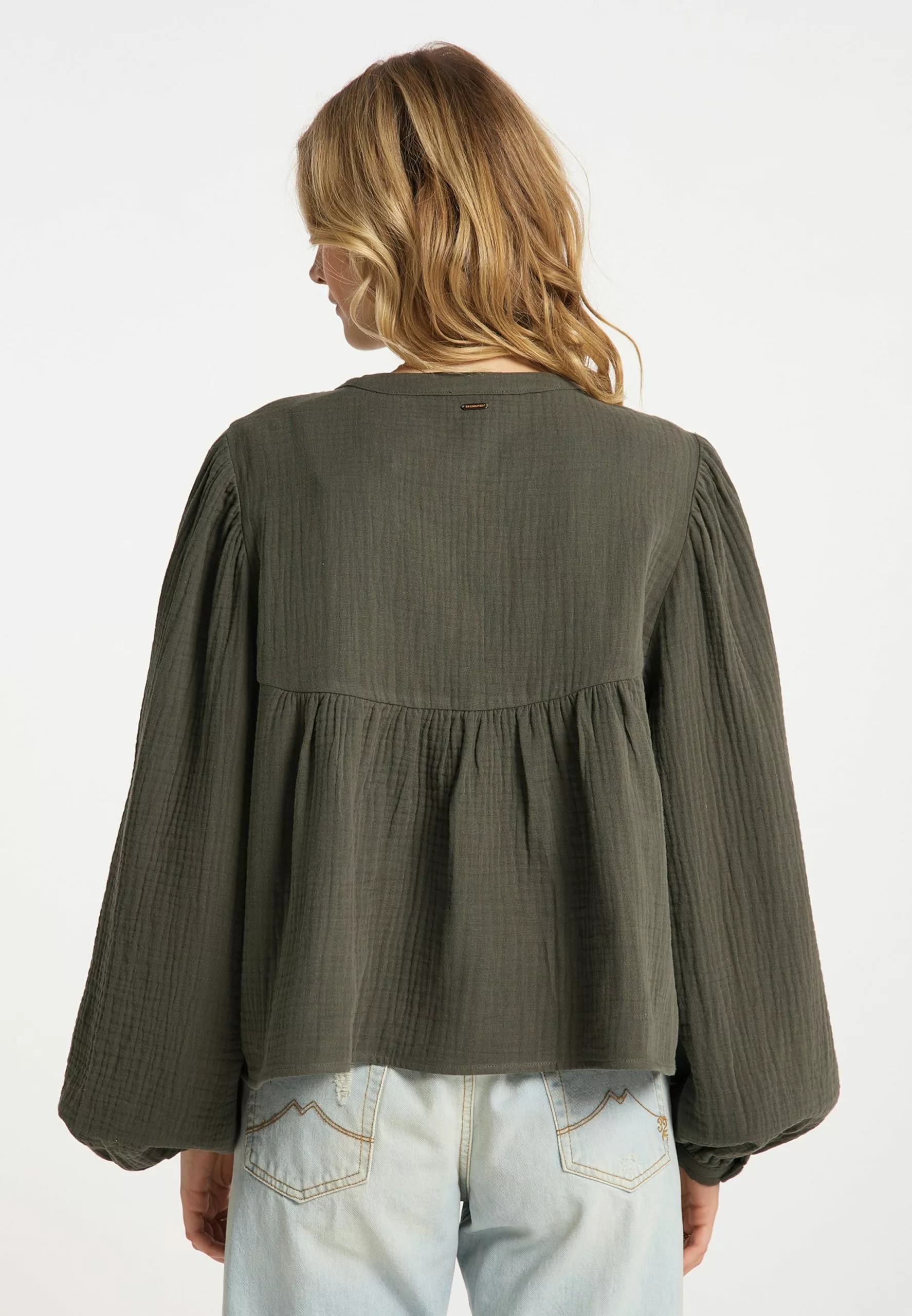 DreiMaster Vintage Blouses Et Tuniques Chemisier Femme Olive 3 DreiMaster Vintage Blouses Et Tuniques Chemisier Femme Olive – Image 3