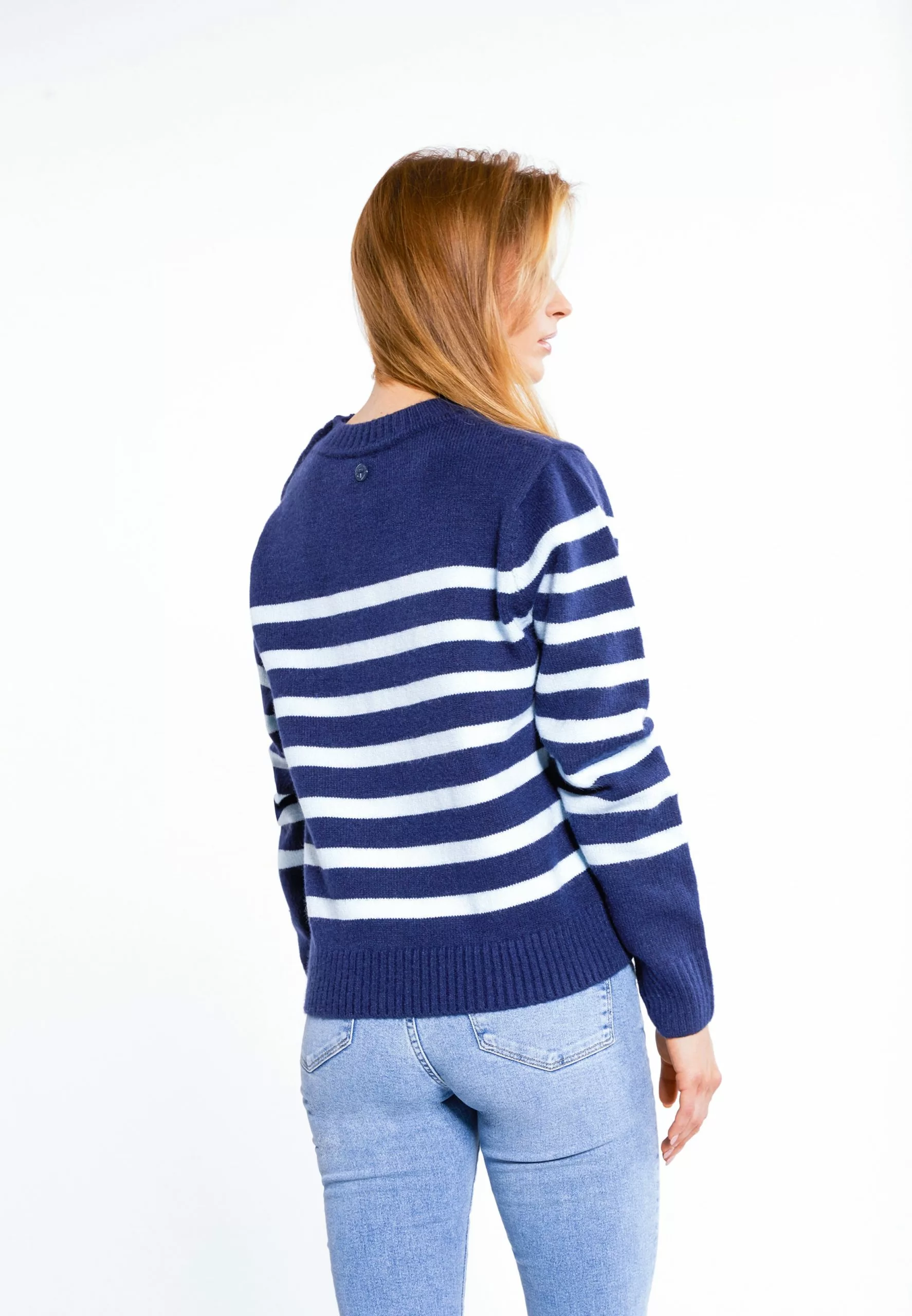 Pulls Maille Fine Pull-over Femme Marine 3 Pulls Maille Fine Pull-over Femme Marine – Image 3