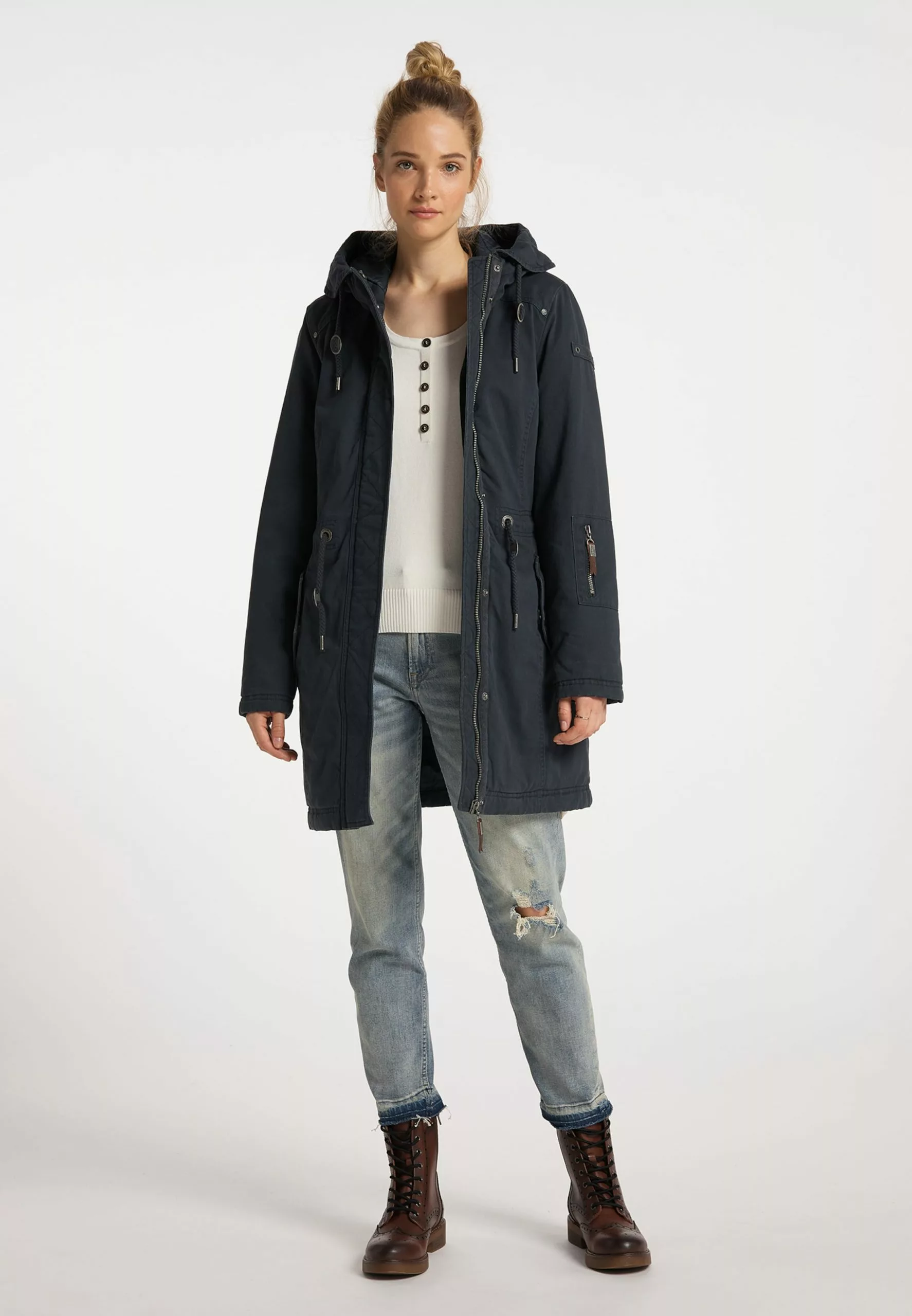 DreiMaster Vintage Parkas Parka D’hiver Femme Bleu Marine 4 DreiMaster Vintage Parkas Parka D’hiver Femme Bleu Marine – Image 4