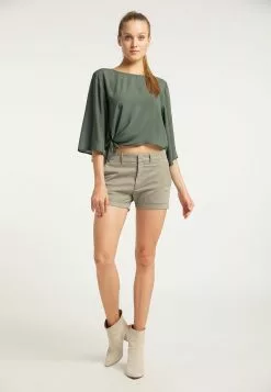 DreiMaster Vintage Shorts Coupe Slim Pantalon Femme Kaki -Magasin Vintage Dreimaster 84760f9778cefba8bdf60afb93c91f14