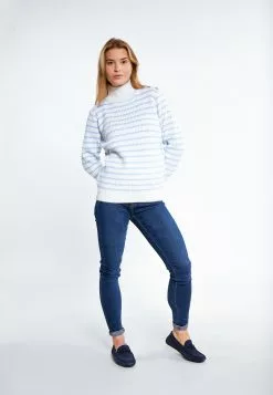 Pulls Maille Fine Pull-over Femme Bleu Clair / Blanc -Magasin Vintage Dreimaster 850b178795ce629cb9a943708cfbc6f2