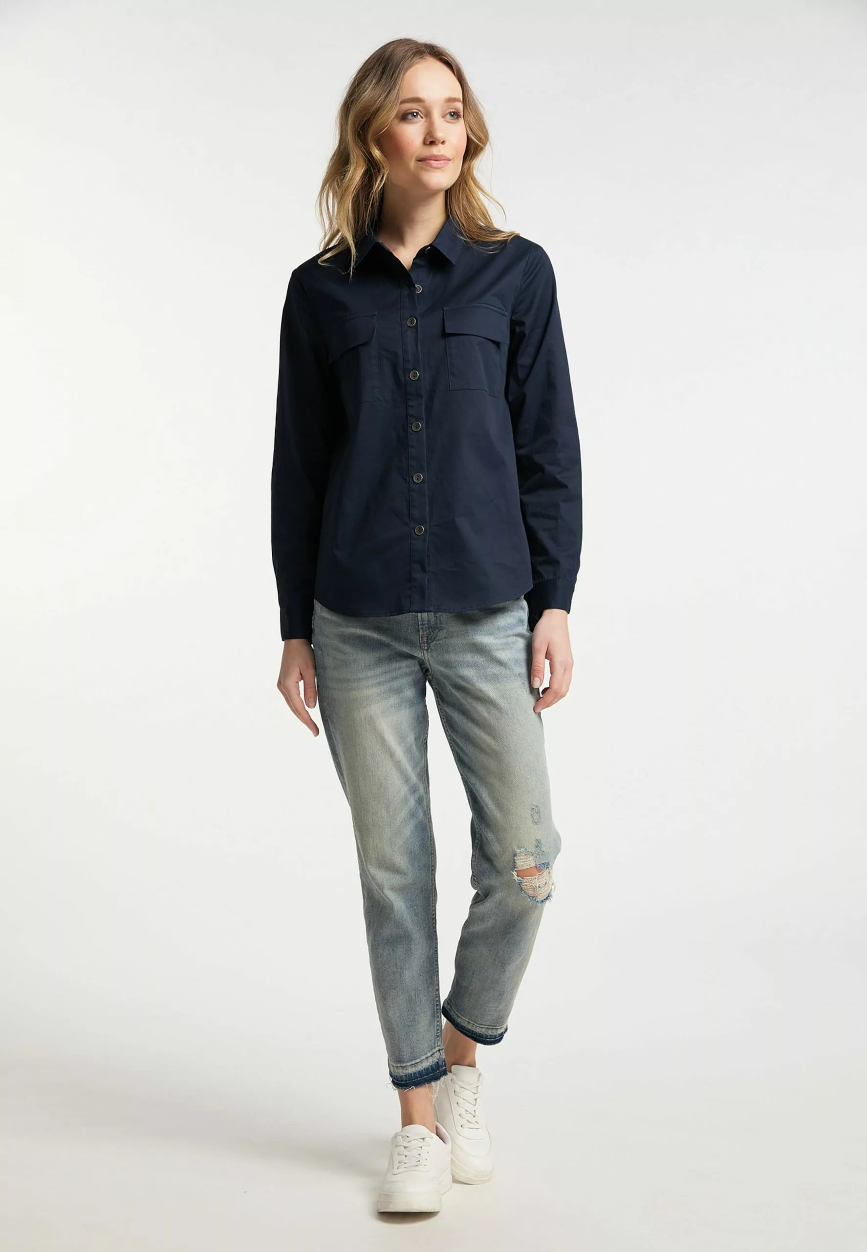 DreiMaster Vintage Chemisiers Chemisier Femme Bleu / Bleu Foncé 4 DreiMaster Vintage Chemisiers Chemisier Femme Bleu / Bleu Foncé – Image 4