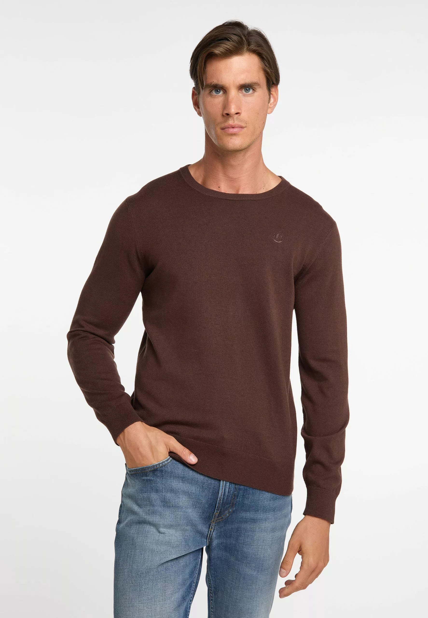 Pulls à Col Rond Pull-over Homme Brun Foncé 2 Pulls à Col Rond Pull-over Homme Brun Foncé – Image 2