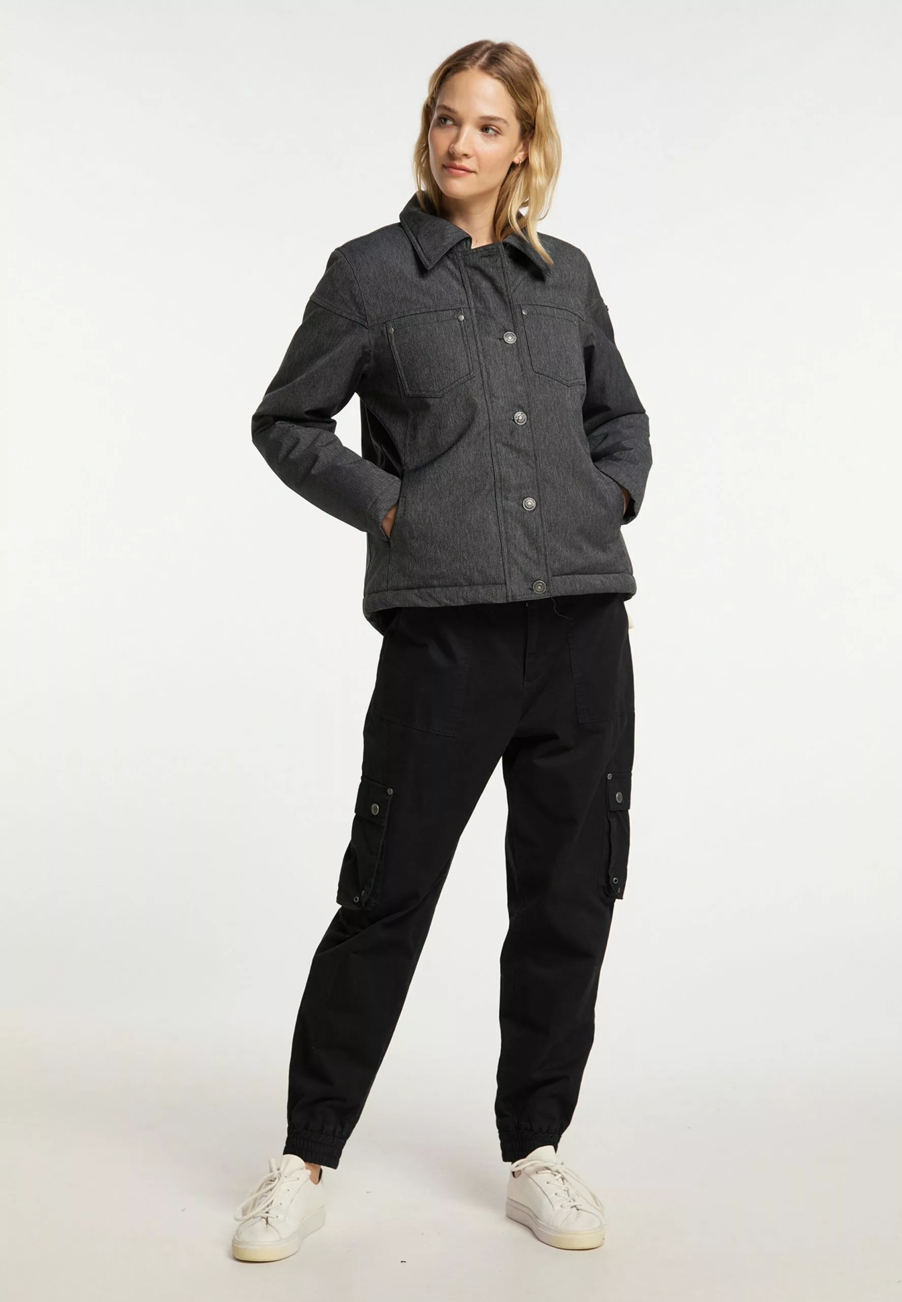 DreiMaster Vintage Vestes De Mi-saison Veste Mi-saison Femme Gris Foncé 4 DreiMaster Vintage Vestes De Mi-saison Veste Mi-saison Femme Gris Foncé – Image 4