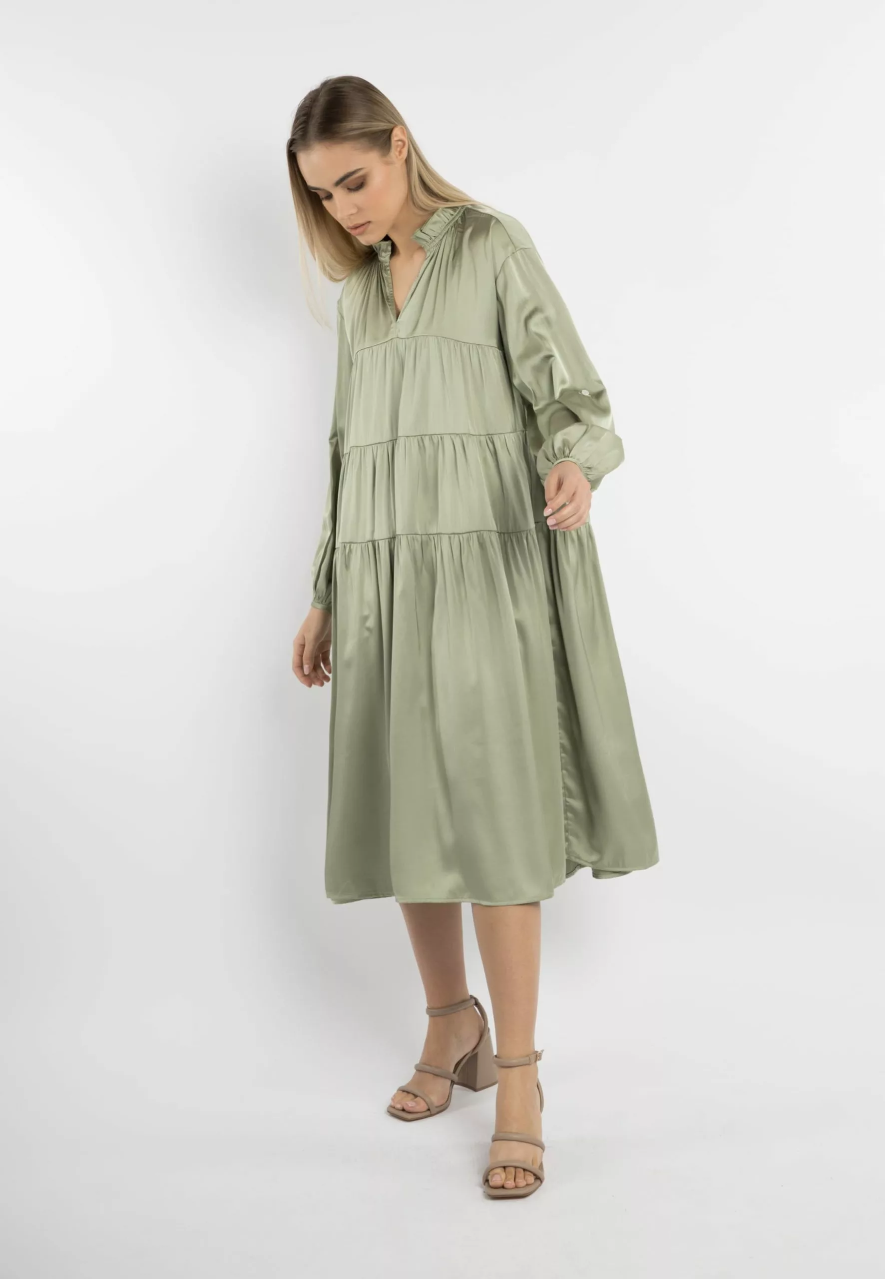 Robes Midi Robe Femme Vert Clair 3 Robes Midi Robe Femme Vert Clair – Image 3