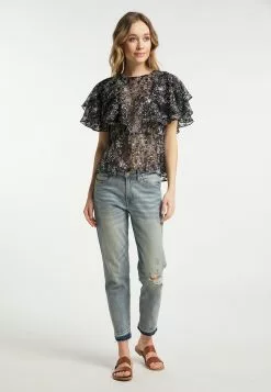 DreiMaster Vintage Blouses à Manches Courtes Chemisier Femme Noir -Magasin Vintage Dreimaster 9cd3287c6250860929ea57aea881a909