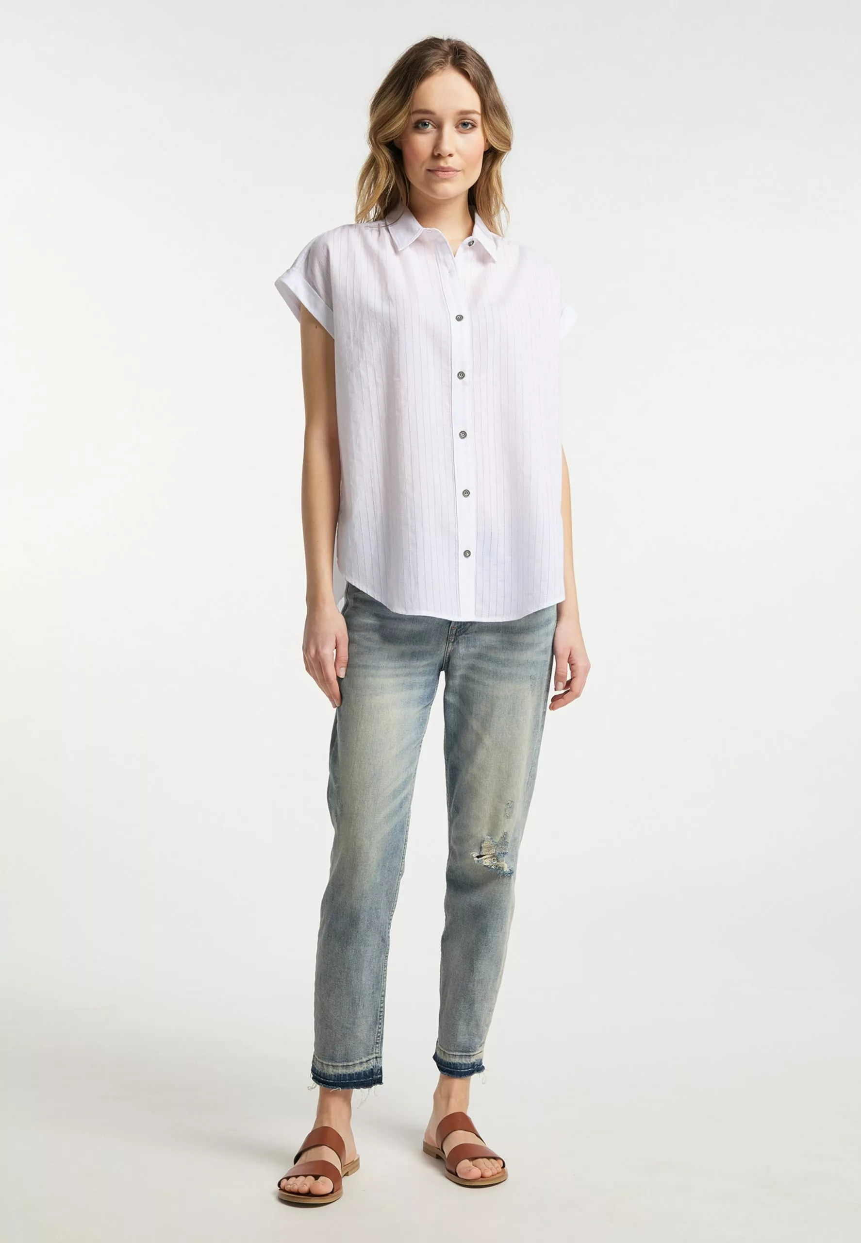 DreiMaster Vintage Blouses à Manches Courtes Chemisier Femme Blanc 4 DreiMaster Vintage Blouses à Manches Courtes Chemisier Femme Blanc – Image 4