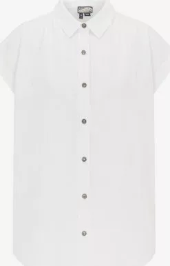 DreiMaster Vintage Blouses à Manches Courtes Chemisier Femme Blanc