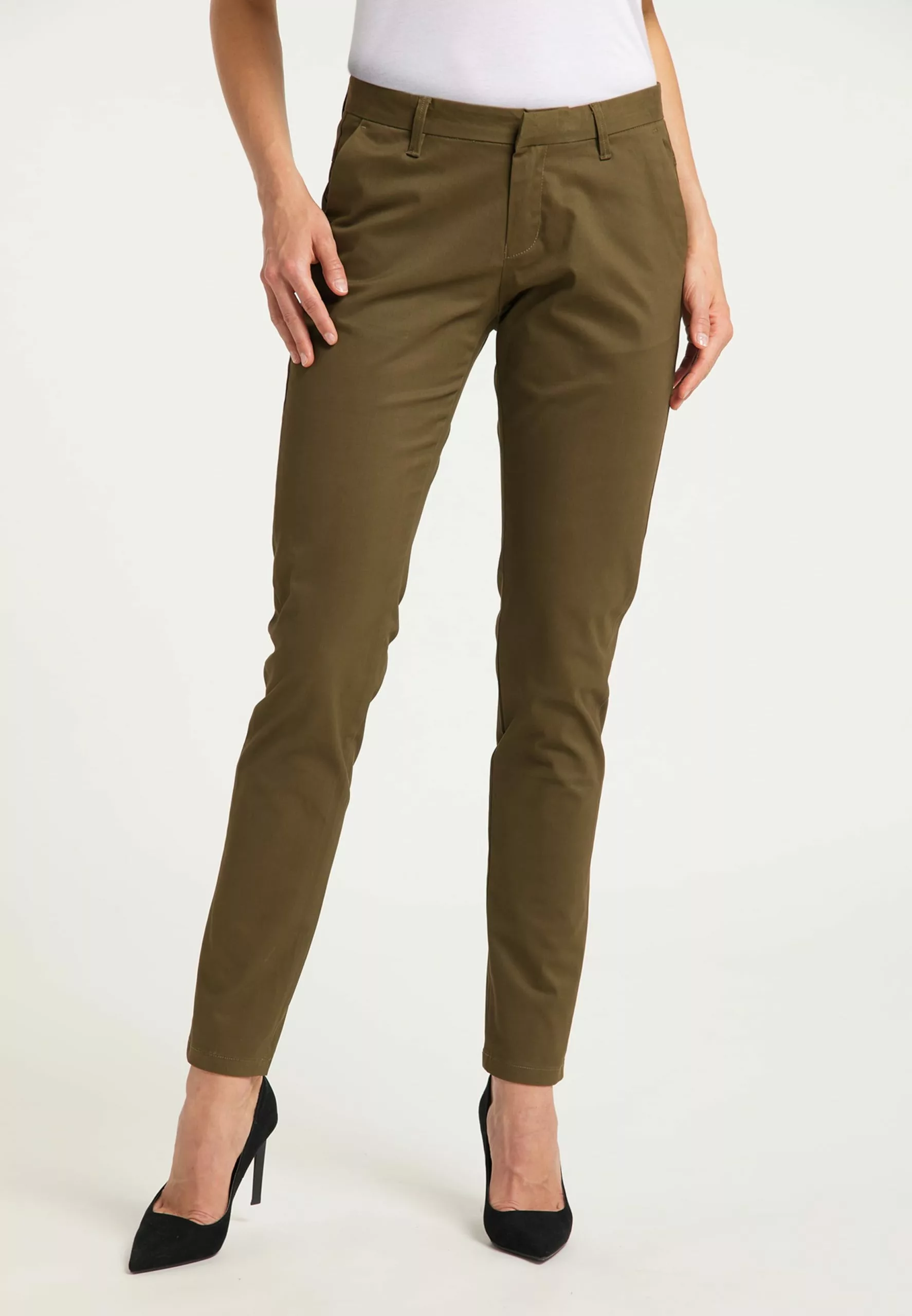 Pantalons En Toile Coupe Slim Pantalon Femme Marron 2 Pantalons En Toile Coupe Slim Pantalon Femme Marron – Image 2