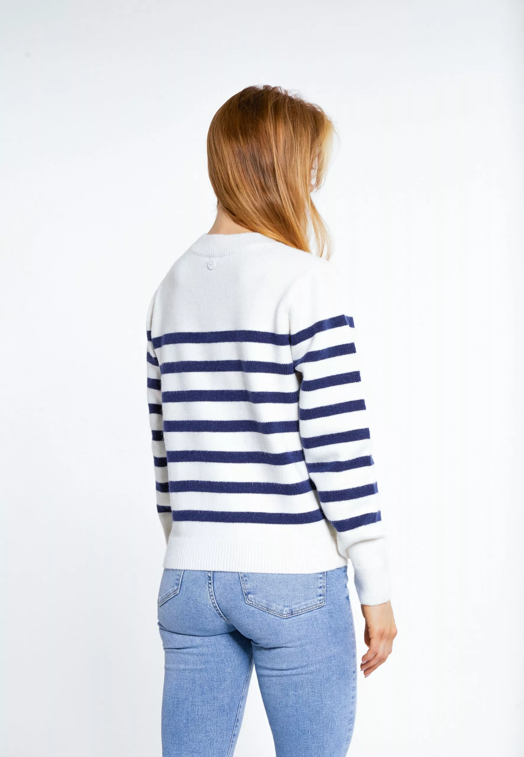 Gilets Cardigan Palpito Femme Marine / Blanc Cassé 3 Gilets Cardigan Palpito Femme Marine / Blanc Cassé – Image 3