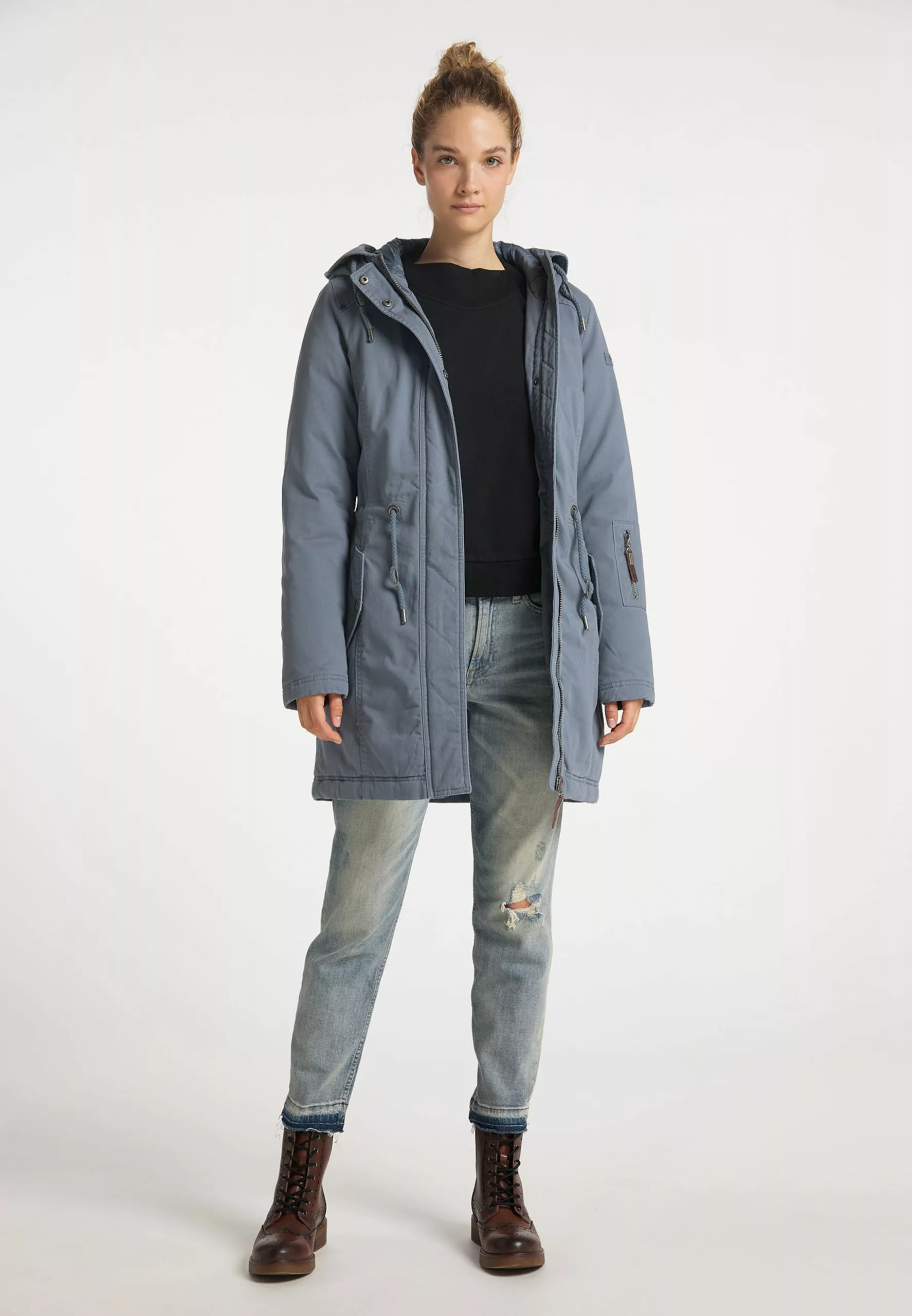 DreiMaster Vintage Parkas Parka D’hiver Femme Bleu-gris 4 DreiMaster Vintage Parkas Parka D’hiver Femme Bleu-gris – Image 4