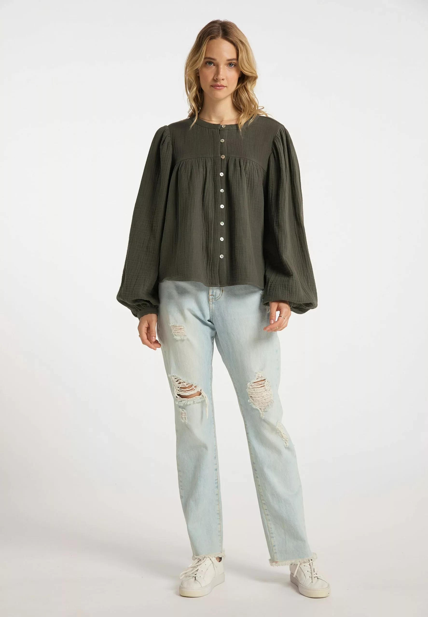 DreiMaster Vintage Blouses Et Tuniques Chemisier Femme Olive 4 DreiMaster Vintage Blouses Et Tuniques Chemisier Femme Olive – Image 4