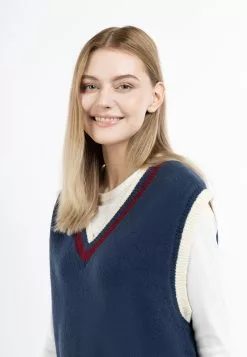 Pulls Maille Fine Pull-over Femme Bleu Foncé -Magasin Vintage Dreimaster c5547d154d1324117bb10e66a1759b97