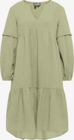 DreiMaster Vintage Robes Midi Robe Femme Vert Clair