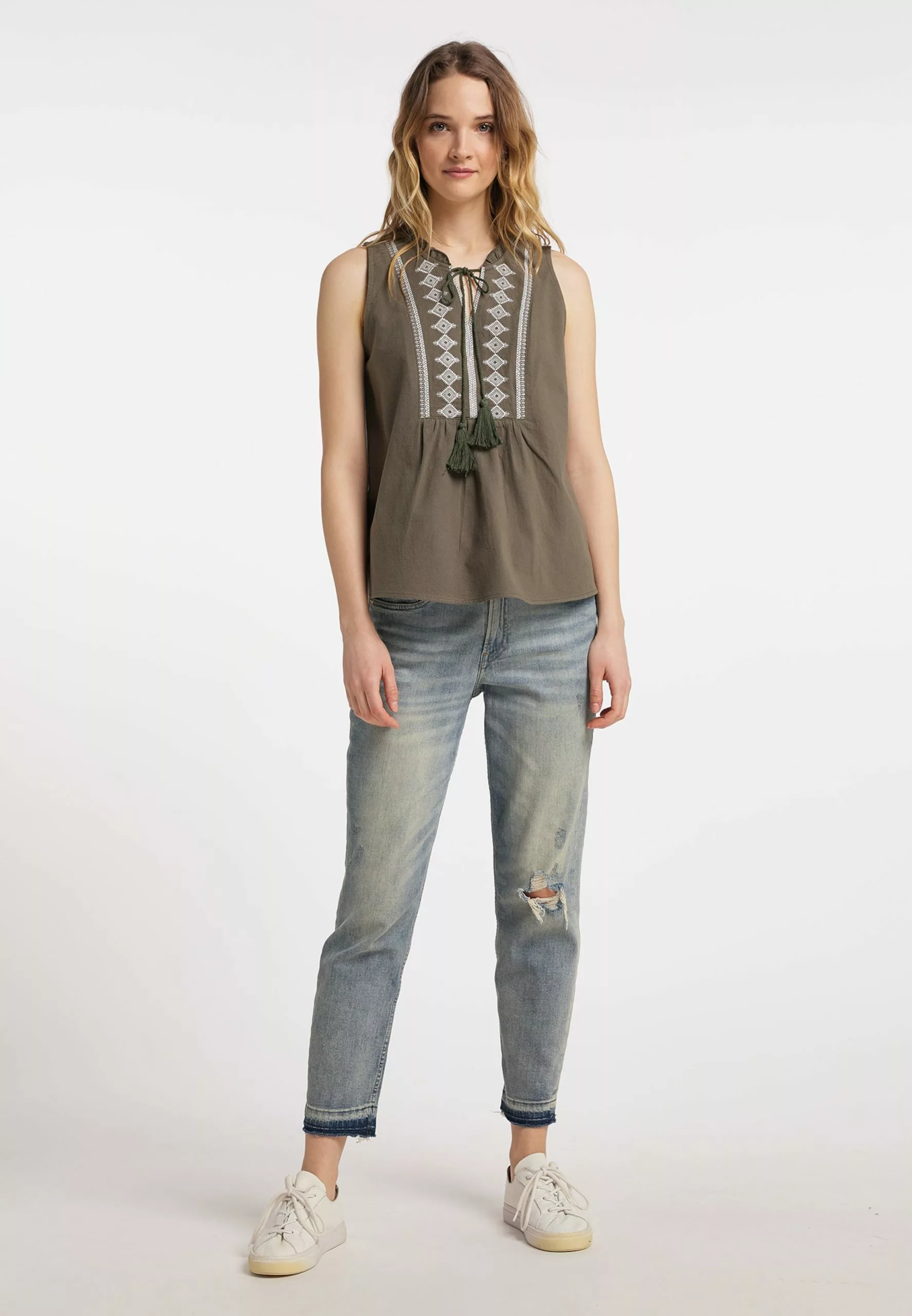 DreiMaster Vintage Blouses Chemisier Femme Kaki 4 DreiMaster Vintage Blouses Chemisier Femme Kaki – Image 4