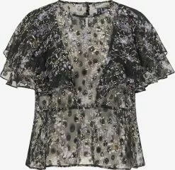 DreiMaster Vintage Blouses à Manches Courtes Chemisier Femme Noir