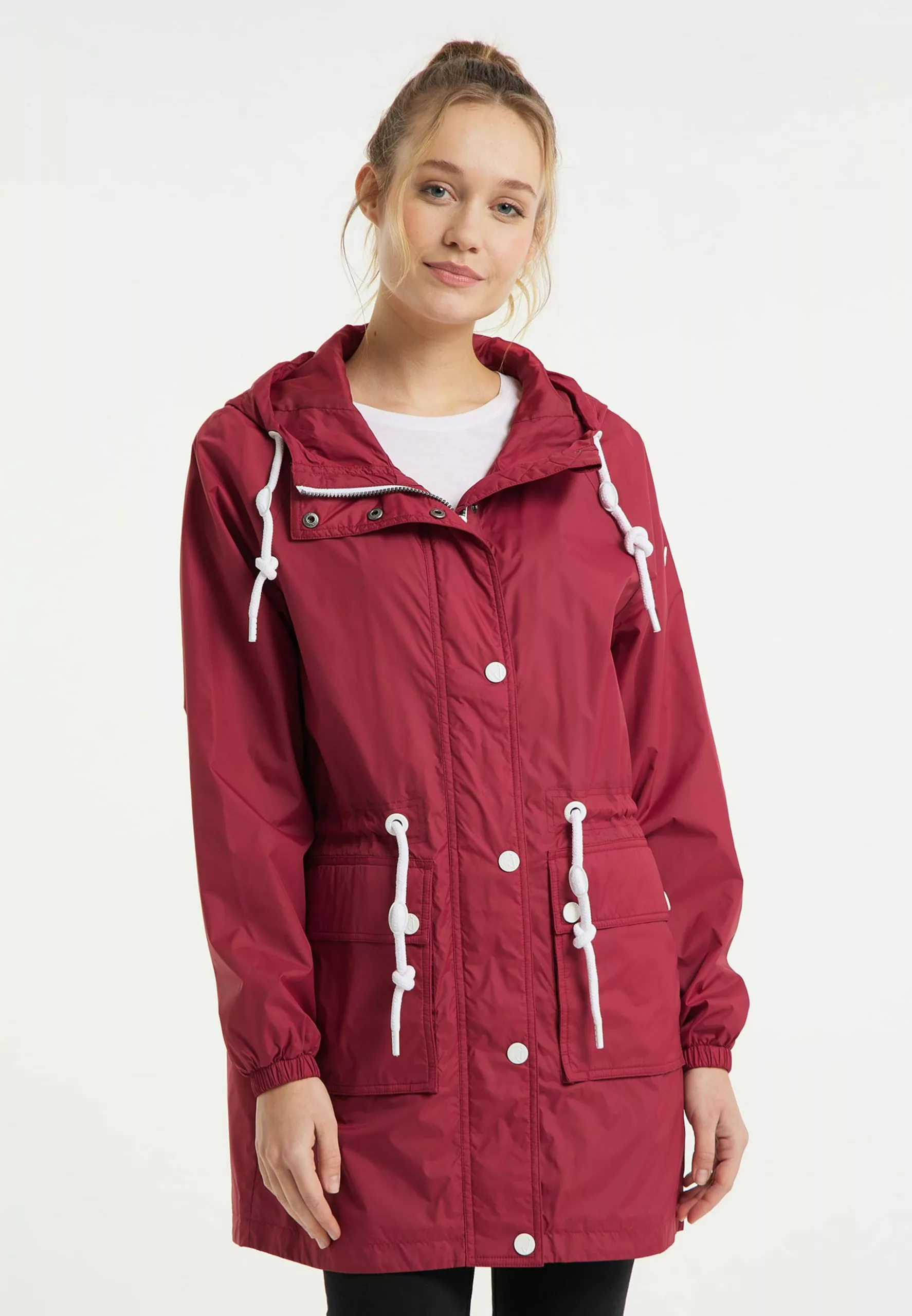 Parkas Parka Mi-saison Femme Rouge 2 Parkas Parka Mi-saison Femme Rouge – Image 2