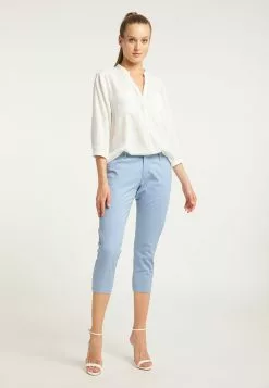 Pantalons En Toile Coupe Slim Pantalon Femme Bleu Clair -Magasin Vintage Dreimaster dd089b294a0889f9adb0c66f820c86be