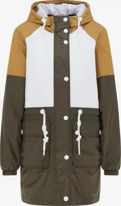 Parkas Parka Mi-saison Femme Kaki / Blanc