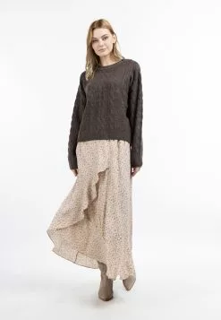 DreiMaster Vintage Pulls Maille Fine Pull-over Zitha Femme Taupe -Magasin Vintage Dreimaster e9497666dc98ed4059a158c0ae1b7a4d