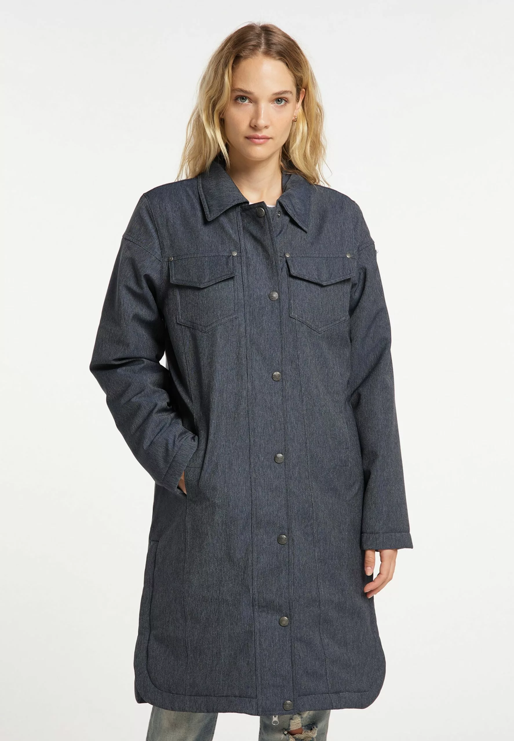 DreiMaster Vintage Manteaux Dhiver Manteau D’hiver Femme Bleu 2 DreiMaster Vintage Manteaux Dhiver Manteau D’hiver Femme Bleu – Image 2