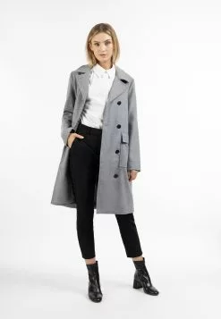 Manteaux De Mi-saison Manteau Mi-saison Femme Gris -Magasin Vintage Dreimaster ef0a33737d8a4ce44c0e20bcdb793b52