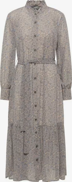 DreiMaster Vintage Robes Fluides Robe-chemise Femme Beige Foncé